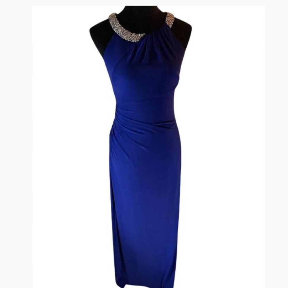 Lauren Ralph Lauren Cobalt Blue Evening Gown with Rhinestones   Size 2   EUC - Picture 2 of 14